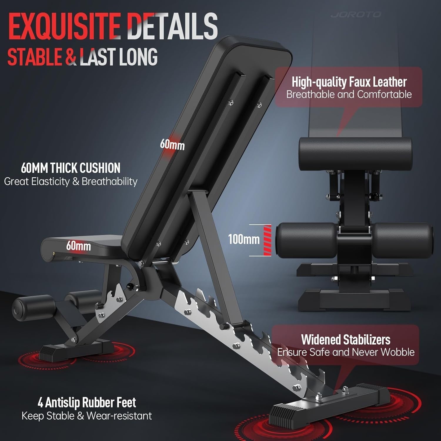 Heavy Duty Adjustable Workout Bench 800lb Capacity Foldable Home Gym