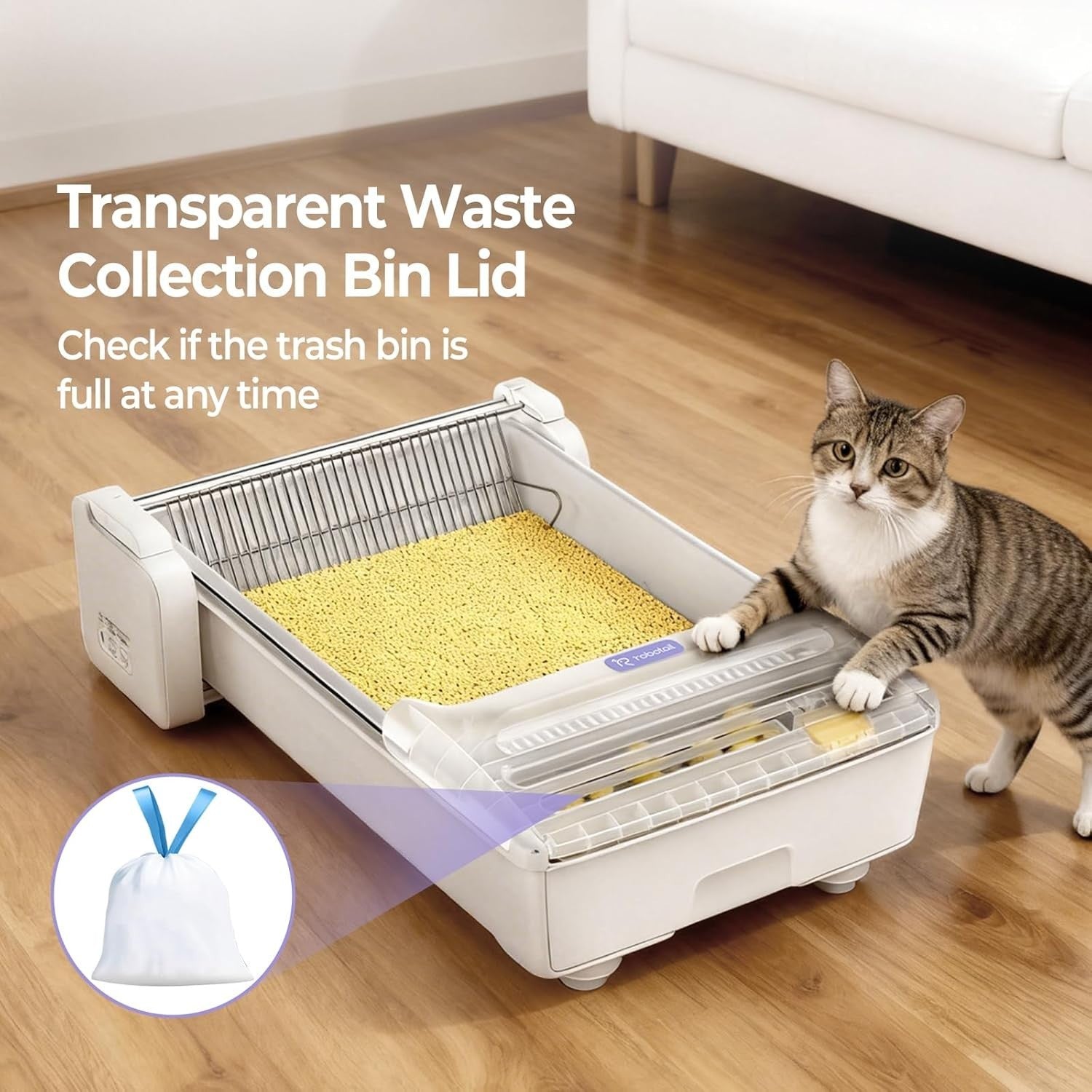 Self Cleaning Cat Litter Box Open Top App Control Anti Pinch Auto
