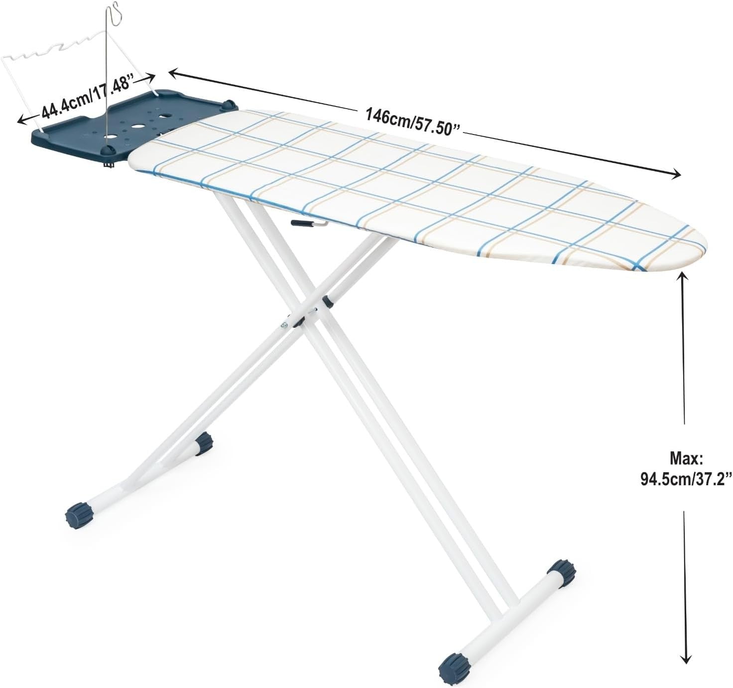 Extra Wide Ironing Board Adjustable Height Heavy Duty Non Slip Foldable