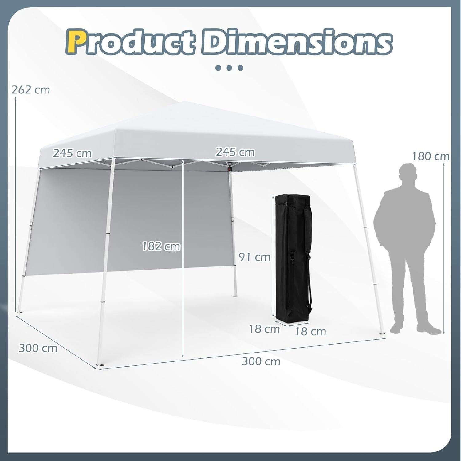 3x3M White Pop-Up Gazebo Canopy UPF50+ Sunshade Outdoor Party Tent