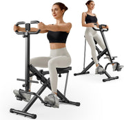 Foldable Squat Row Machine Adjustable Seat Resistance Bands Home Fitness Trainer