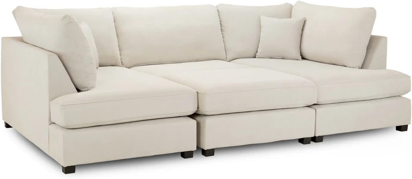 4PC U Shape Sofa with Footstool – Grey  – 5/6 Seater Modular.