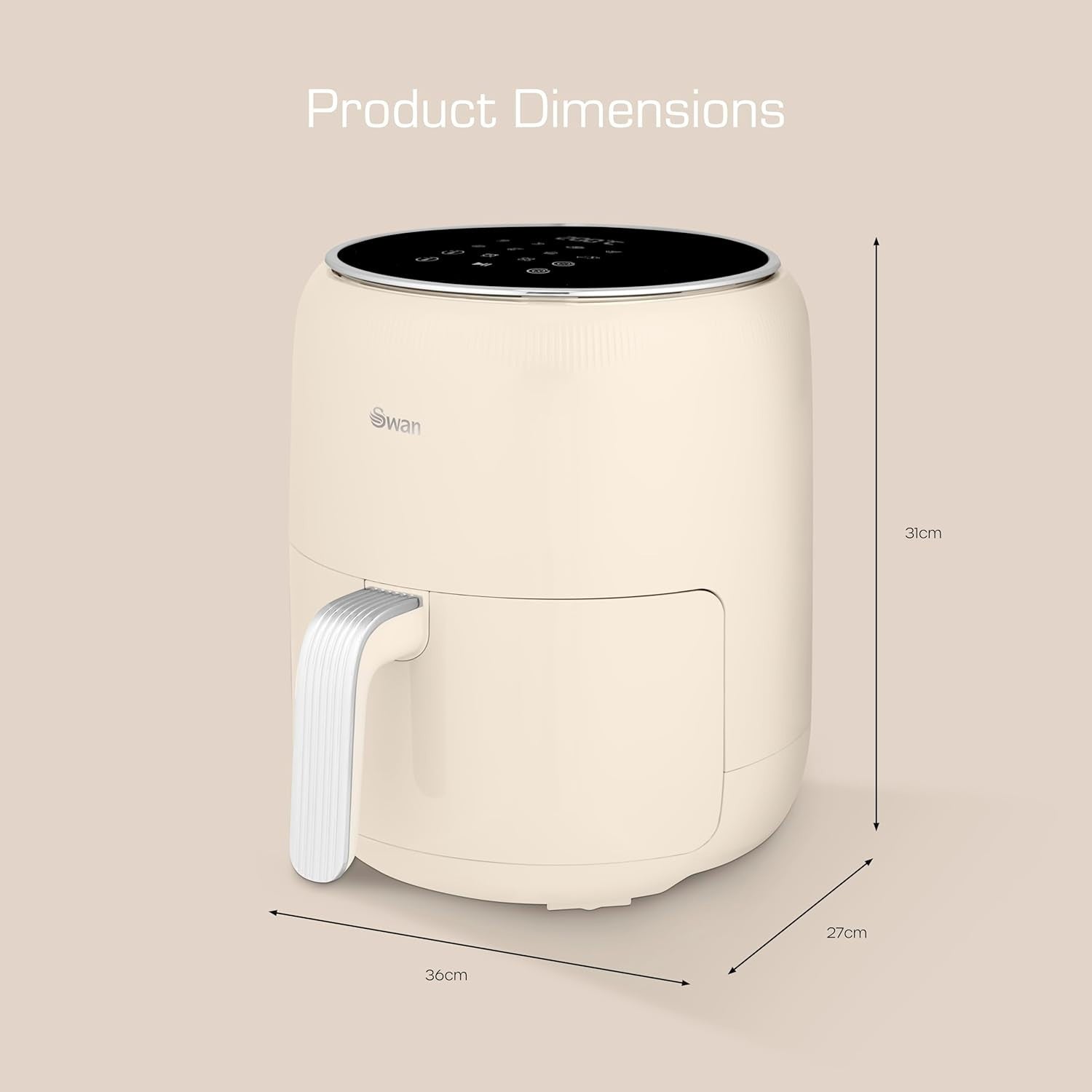 4.5L Digital Air Fryer 1500W  Retro Cream | 8 Presets | Healthy Oil-Free Cooking