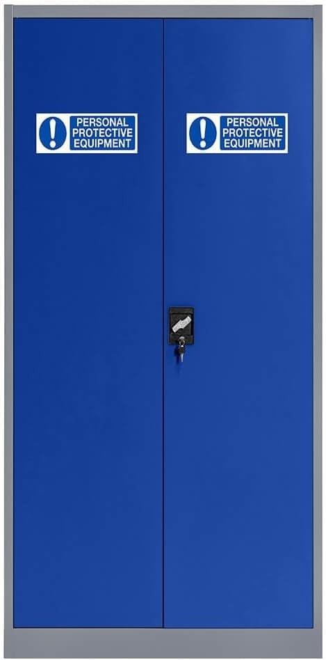 Heavy Duty Metal Storage Cabinet Lockable 4 Shelves PPE Office Garage Safe