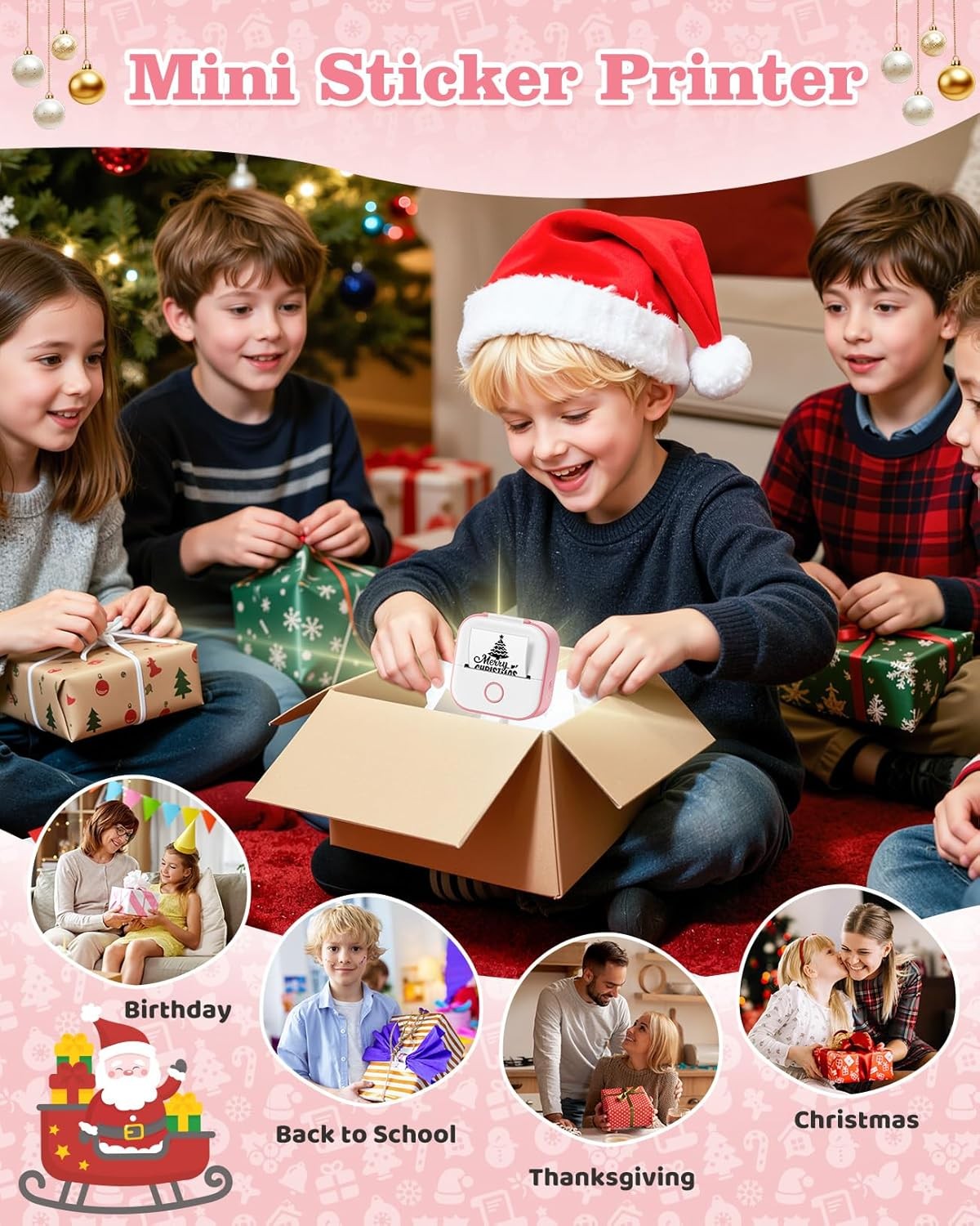 Mini Bluetooth Thermal Sticker Printer Inkless Portable Photo Label