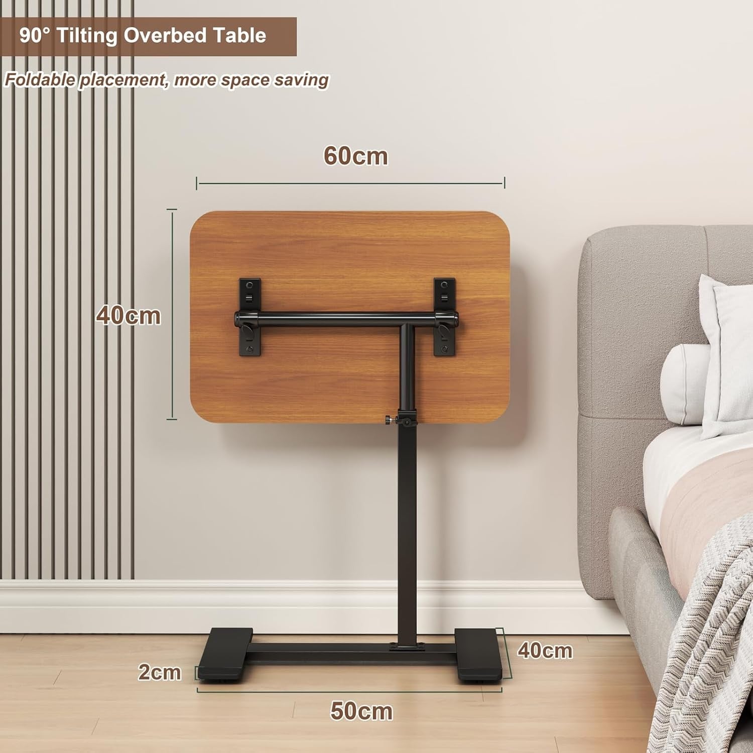 Adjustable C Shaped Side Table Laptop Desk Swivel Overbed Sofa Wheels