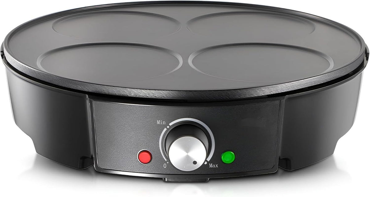 Portable Electric Crepe Maker Griddle Pan – Nonstick Adjustable Temp Cooking