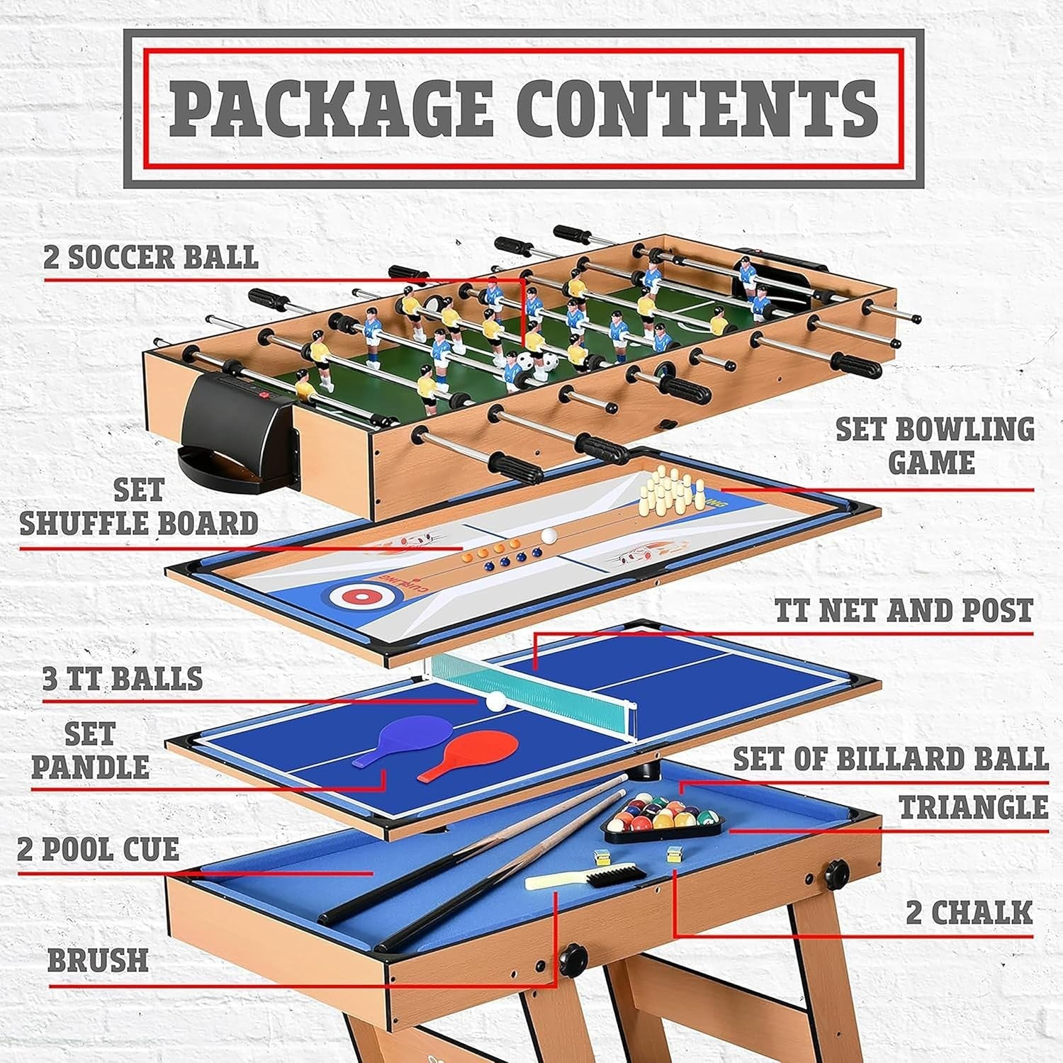 5-in-1 Multi Game Table Foldable Arcade Sports Table Family Fun