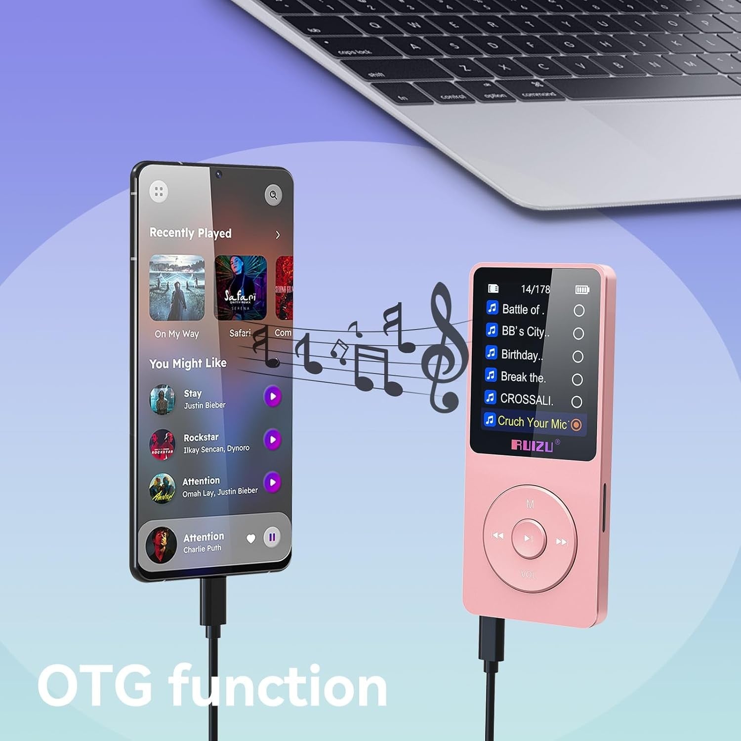 32GB MP3 Player Bluetooth 5.3 80H Battery 1.8" Screen TF 128GB