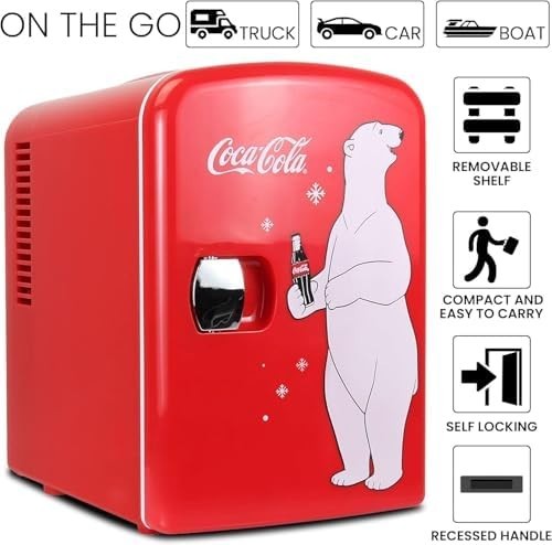 4L Mini Fridge Red Coca-Cola Cooler & Warmer Portable 12V AC/DC