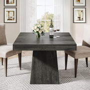 31.5" Square Dining Table Gray Pedestal Base for Kitchen & Small Spaces