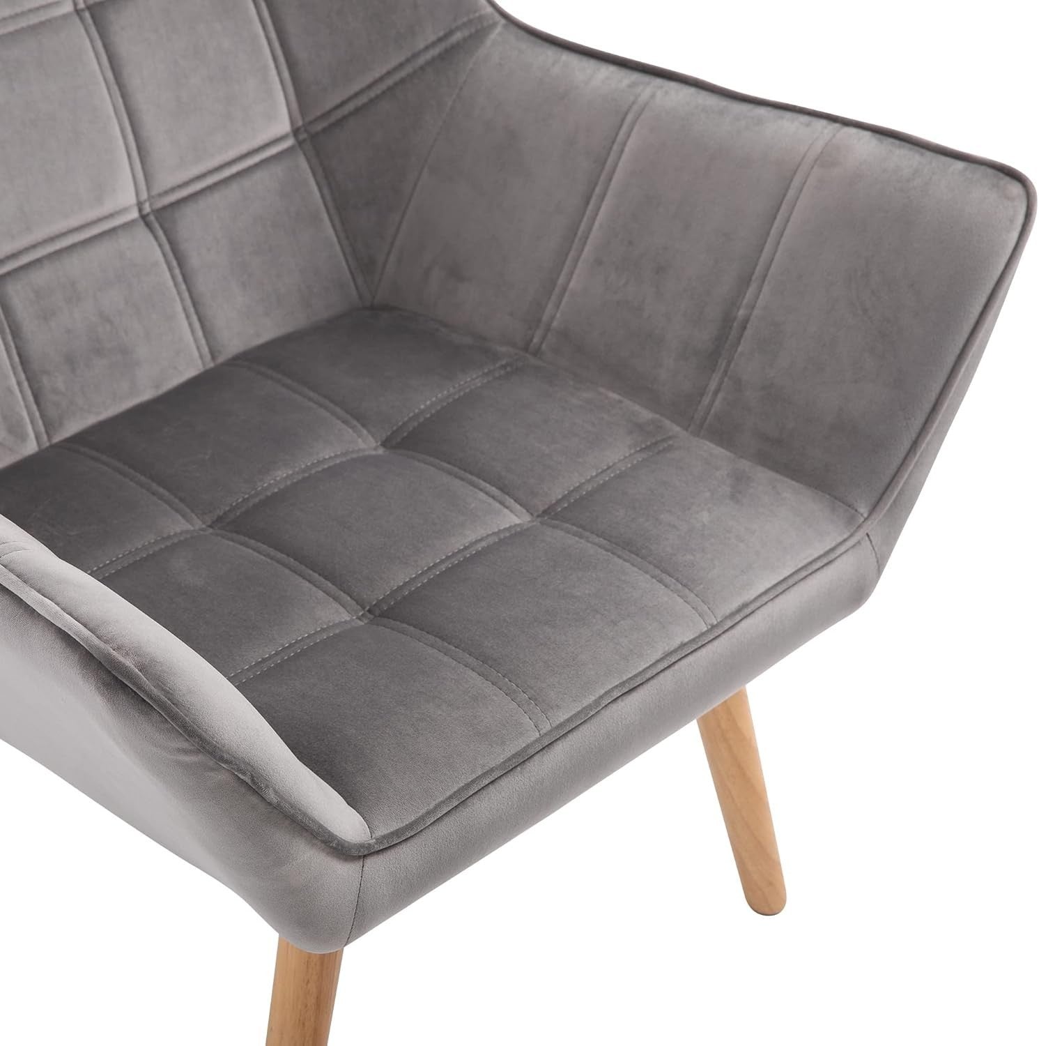 Grey Velvet Armchair Wide Arm Accent Chair Modern Bedroom Lounge Seat