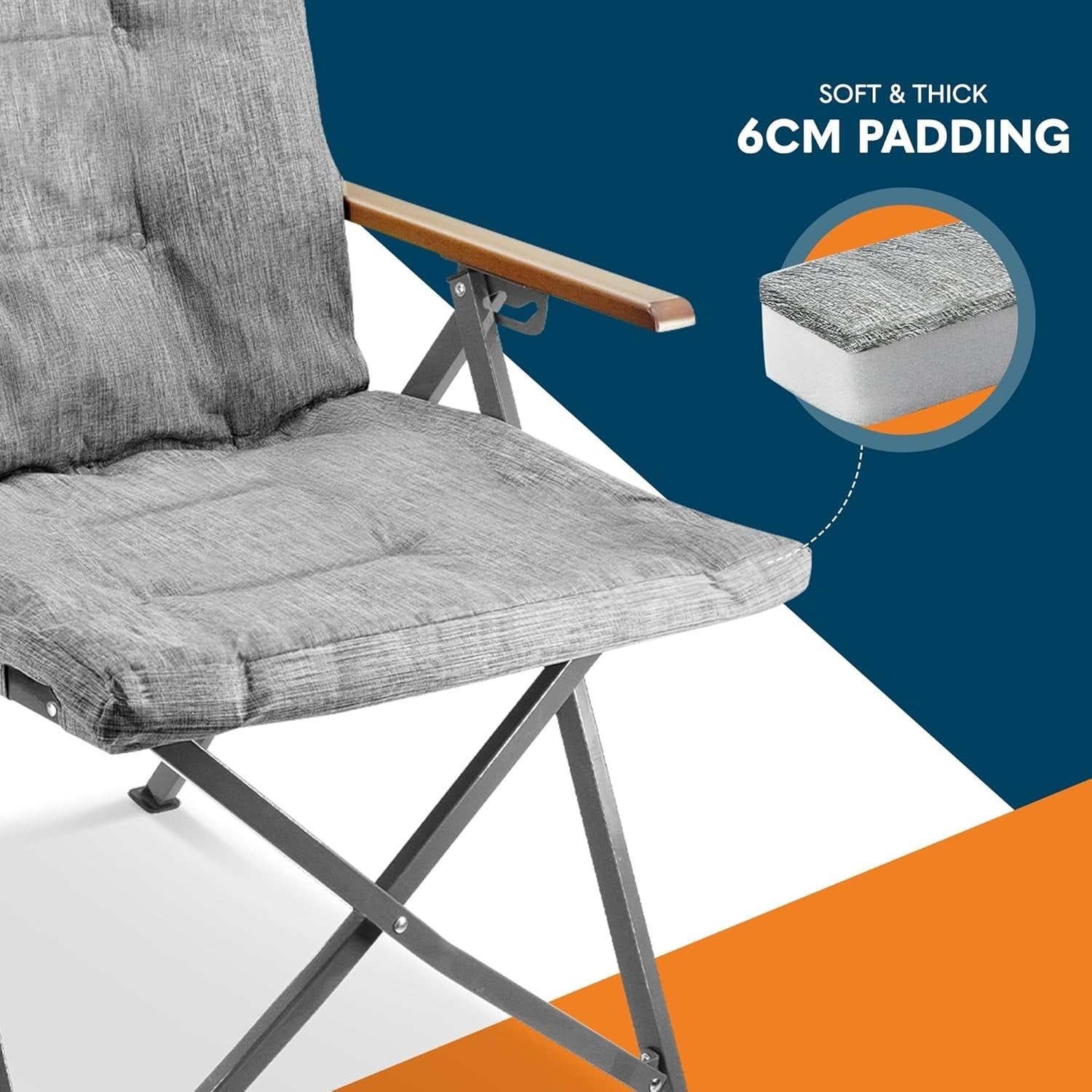 2x Padded Folding Camping Chairs Set 150kg Heavy Duty Outdoor Garden Seat