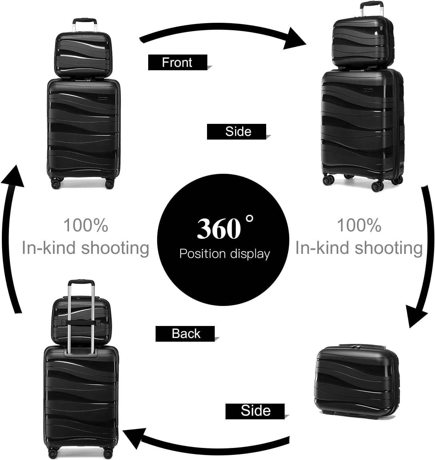 2pc Carry On Luggage Set Cabin Suitcase Polypropylene TSA Spinner