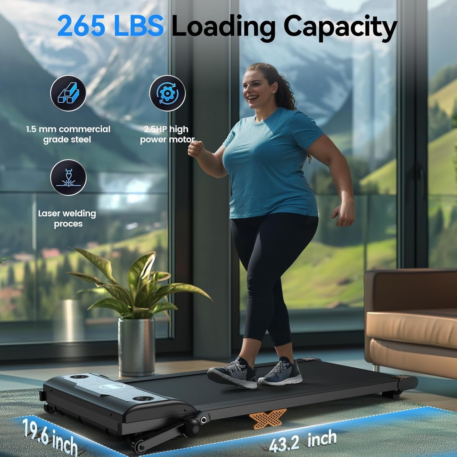 Walking Pad Treadmill With Incline Under Desk 6km/h Silent Home Office