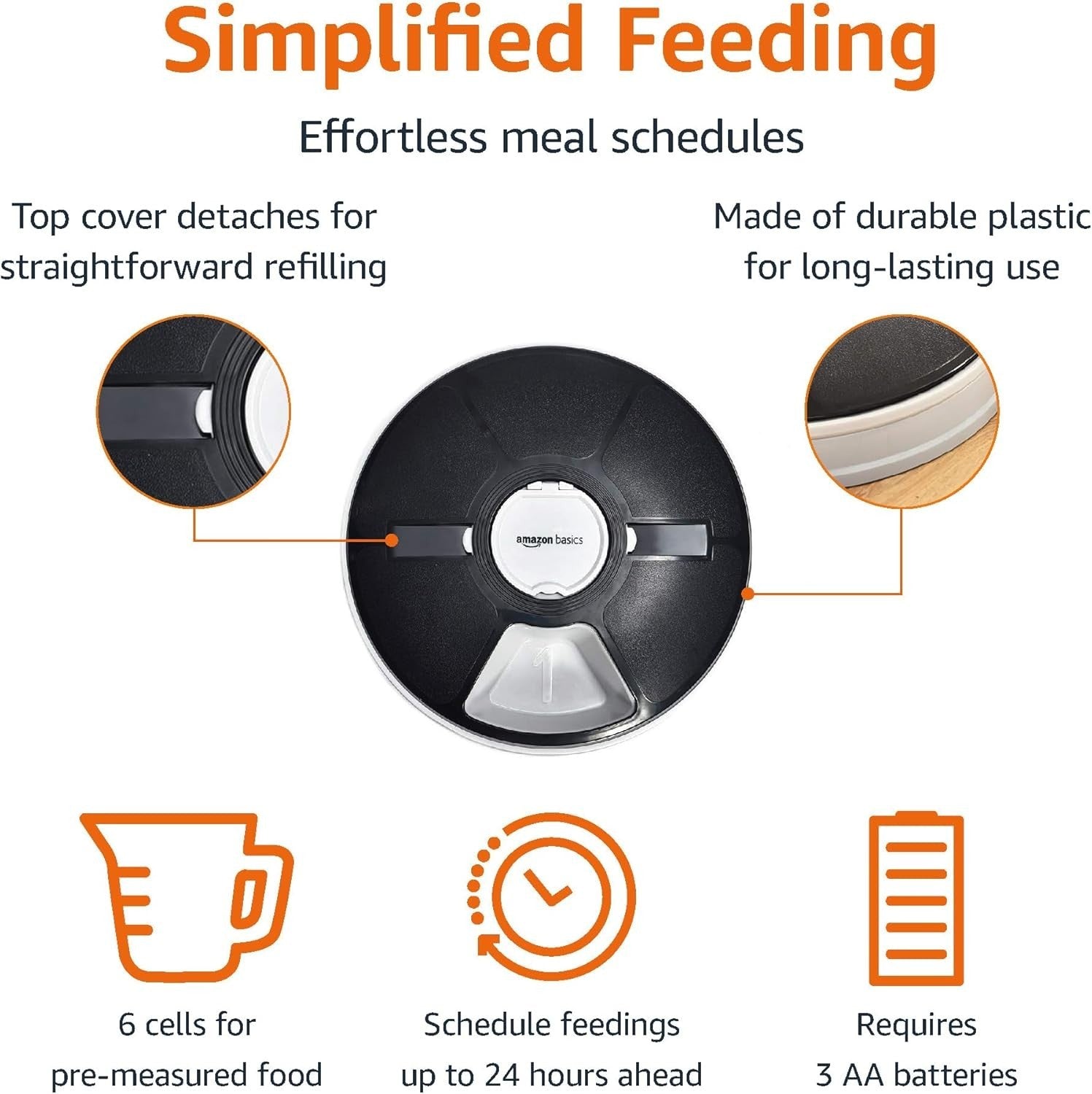 Automatic Pet Feeder 6 Meal Timer Food Dispenser Dry Semi Moist Food