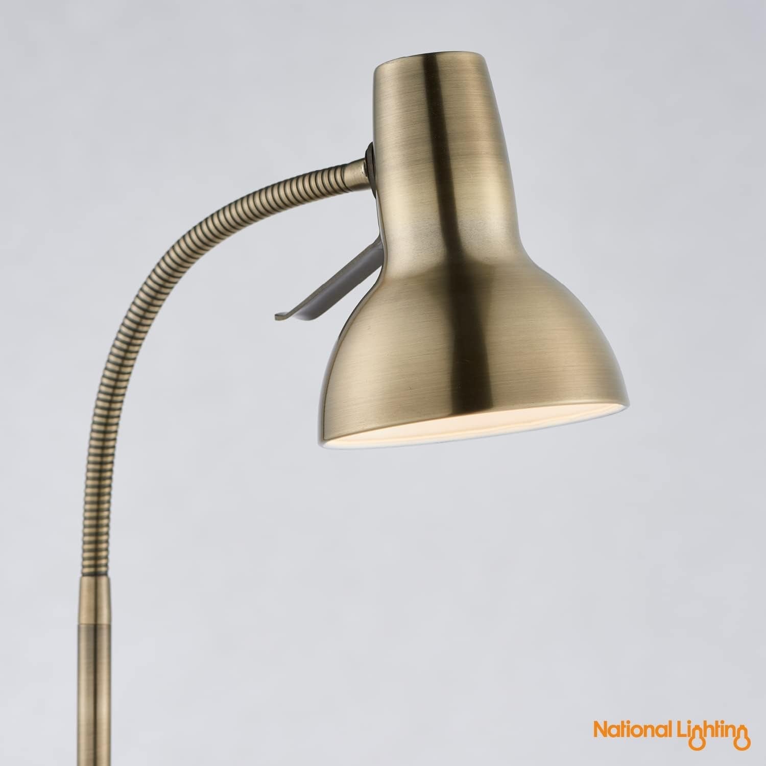 Antique Brass Floor Lamp Adjustable Gooseneck Reading Light Tall Standing