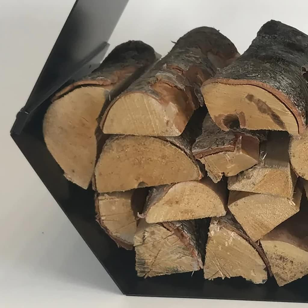 Hexagon Steel Log Holder Firewood Rack with Rubber Feet, 35x42x37cm