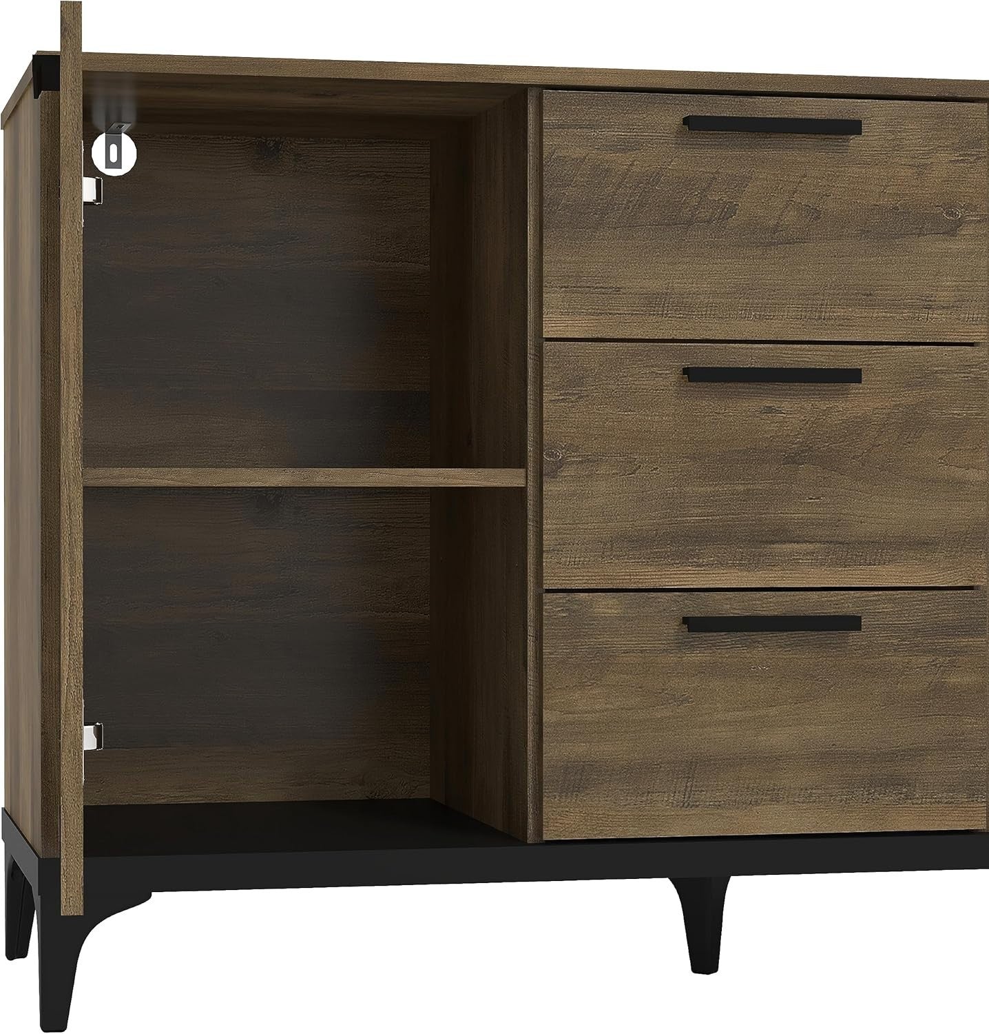 Oak Sideboard Cabinet 2 Door 3 Drawer Storage Unit Adjustable Shelves