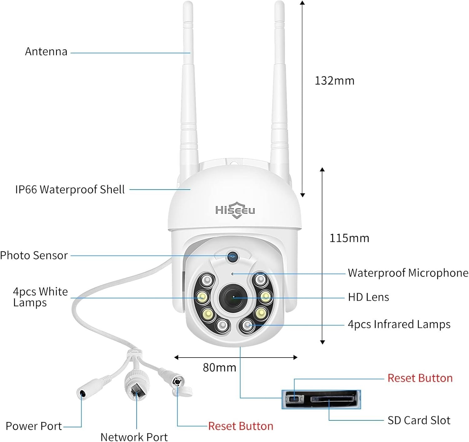 5MP PTZ Security Camera Outdoor WiFi 360° Auto Tracking Night Vision
