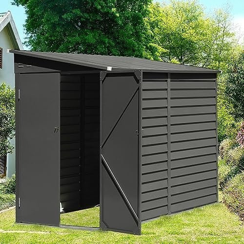 Metal Garden Shed Outdoor Storage Utility House Tool Storage 4.7x8.86ft