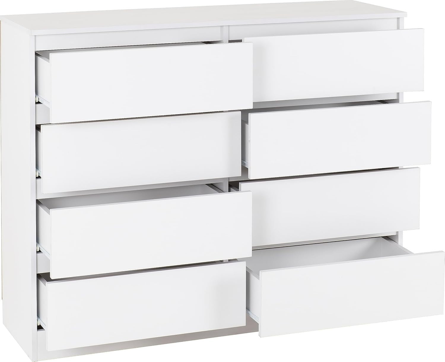 8 Drawer White Chest Slim Storage Cabinet Modern Bedroom Furniture 122cm