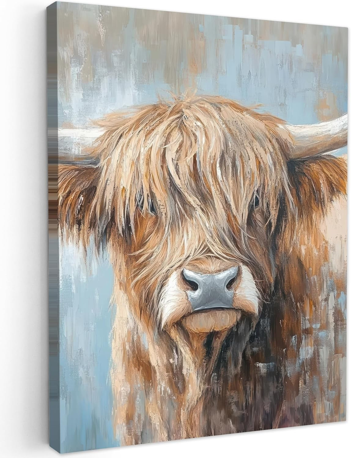 Highland Cow Canvas Wall Art 50x70cm Framed Rustic Decor