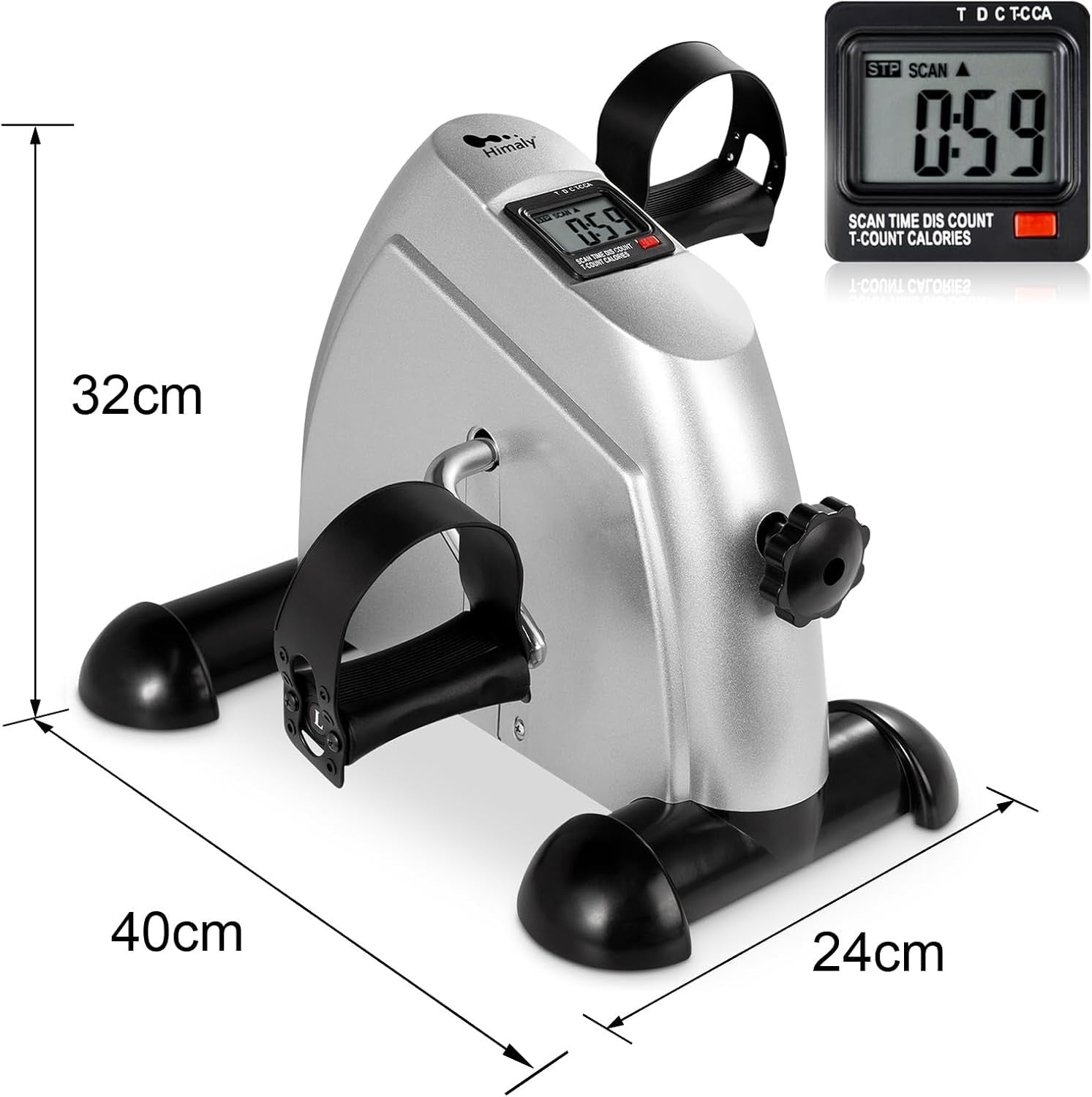 Portable Mini Pedal Exerciser w/ LCD Monitor & Adjustable Resistance for Home