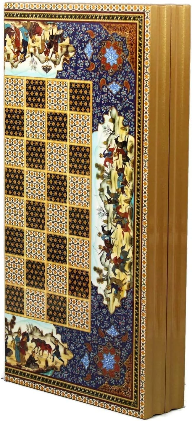 20 Inch Persian Pattern Backgammon Set Laminated Wood Luxury Checkers Board