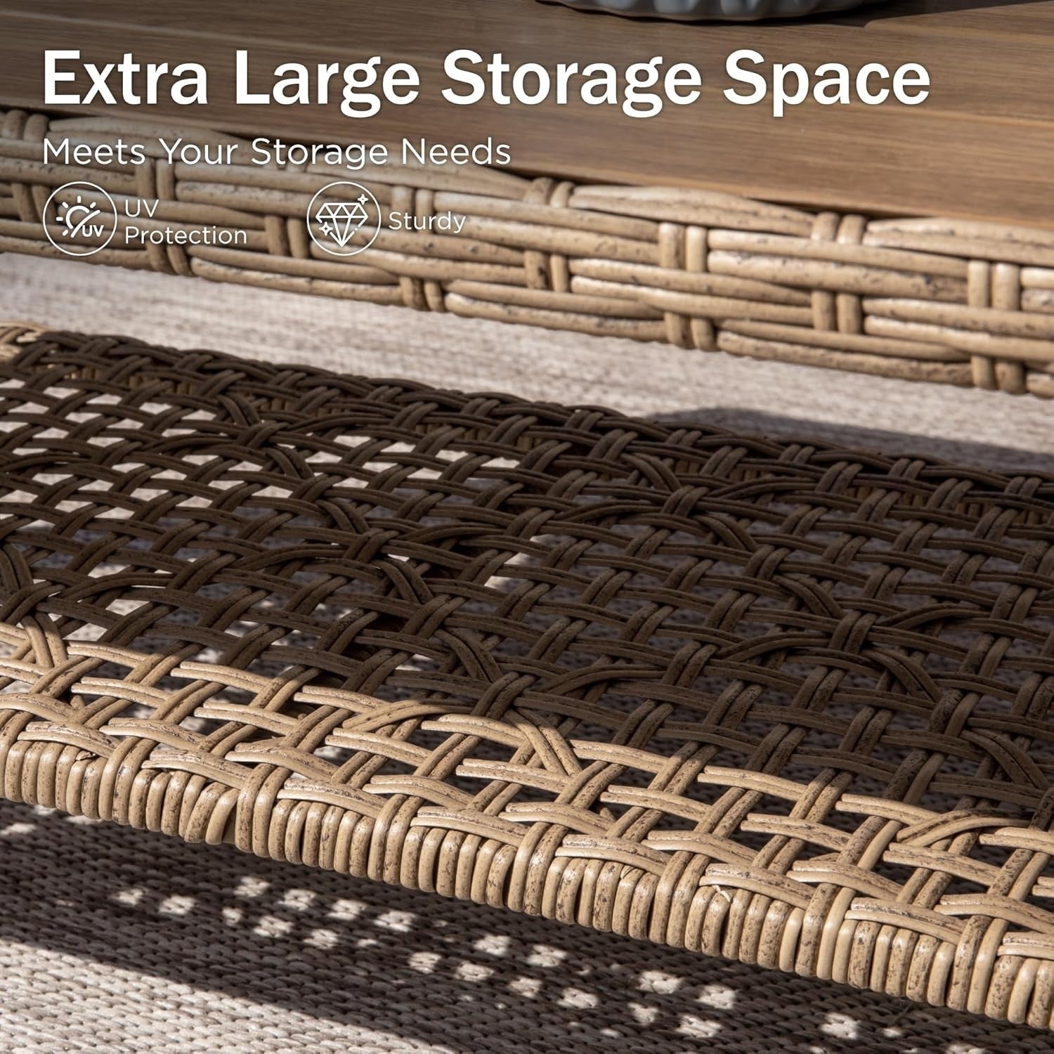 L-Shaped Rattan Garden Sofa Set Outdoor Patio Sectional with Coffee Table