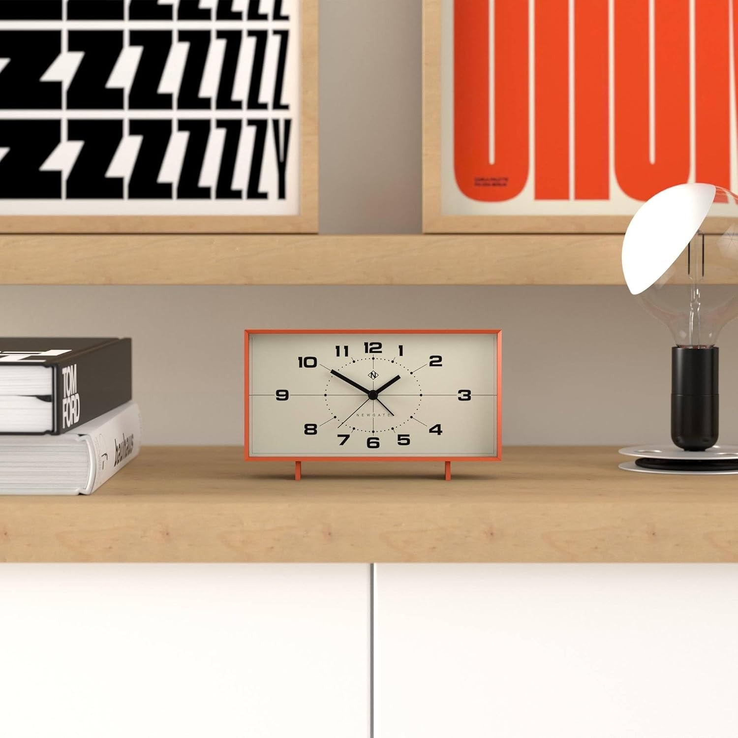 Retro Rectangular Alarm Clock Analogue Bedside Desk Mantel Pumpkin Orange