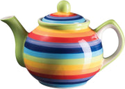 Hand Painted Rainbow Stripe Teapot 560ml Ceramic 1-2 Cup Tea Pot