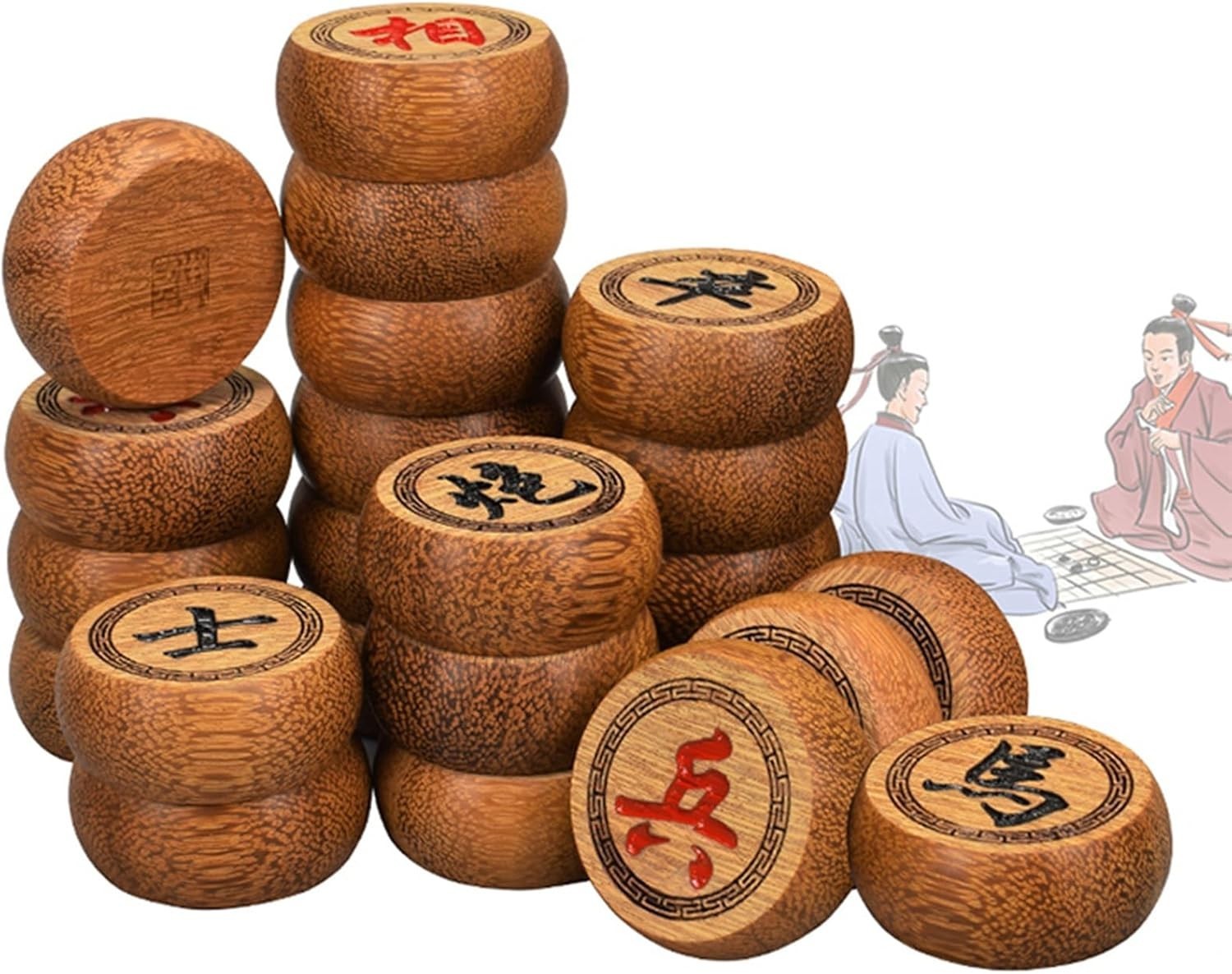Wenge Chinese Chess Travel Set Xiangqi Leather Board 2 Player Game