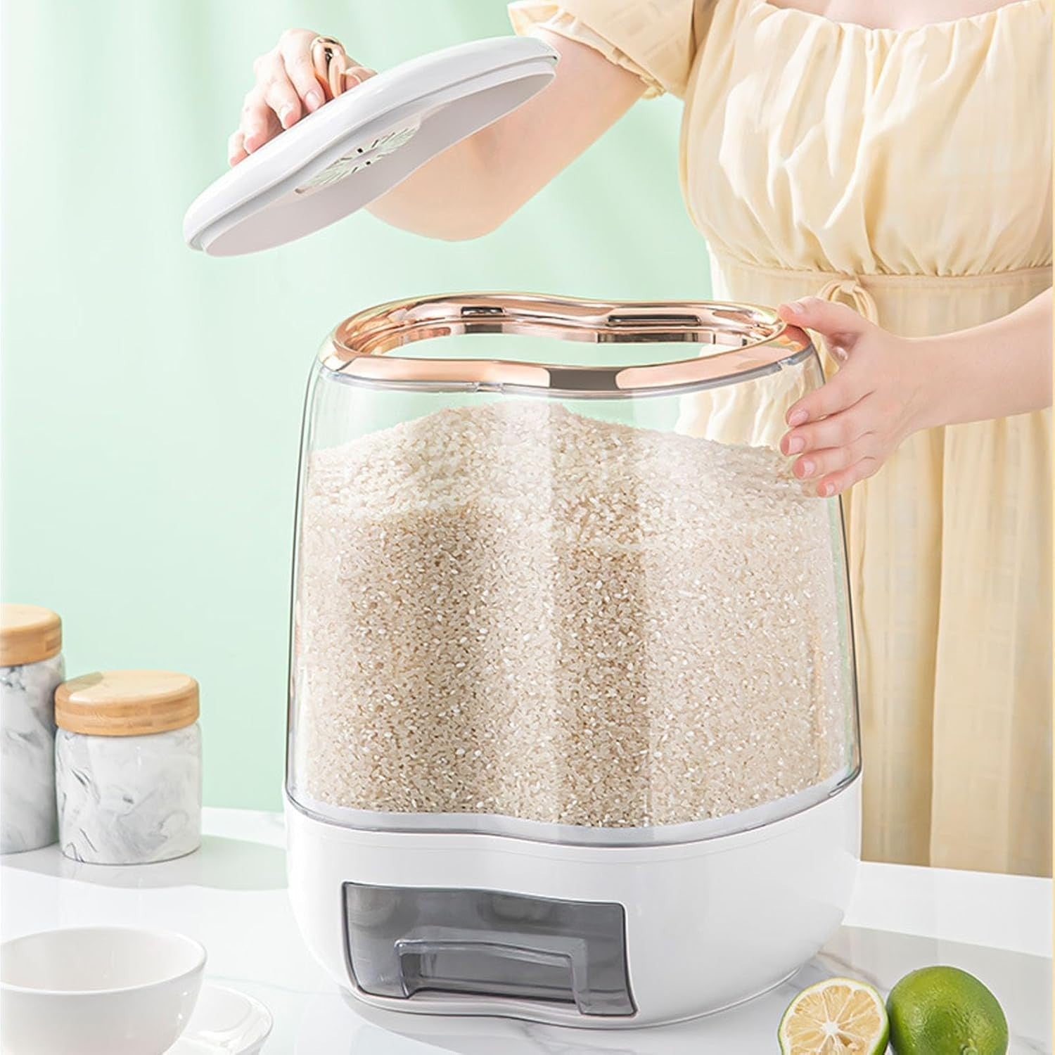 10KG Airtight Rice Dispenser Transparent Grain Storage Container