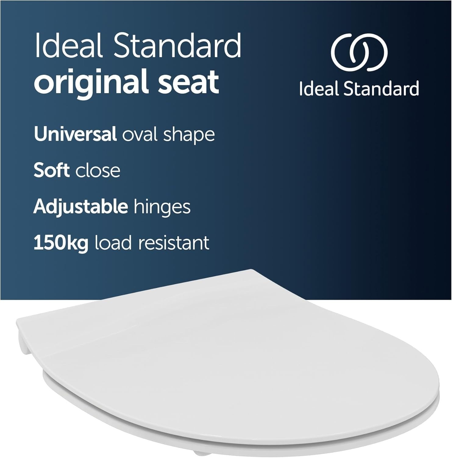Tirso Oval Soft Close Toilet Seat White 365x425mm Quick Release Antibacterial