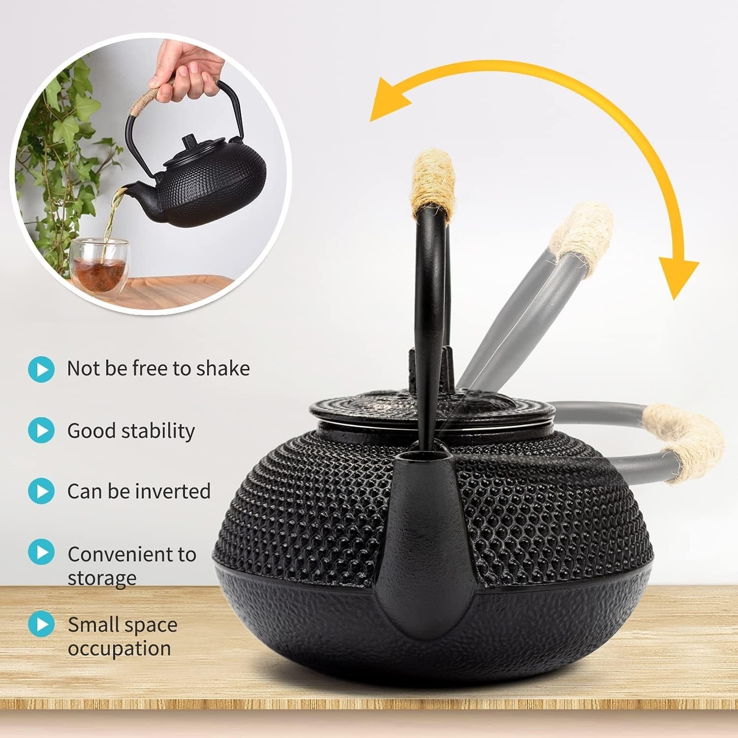 Cast Iron Teapot 900ml Japanese Tetsubin Tea Pot w/ Infuser Black