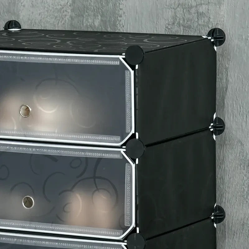 Modular Shoe Storage Cabinet with Doors – 6-Tier Stackable Unit