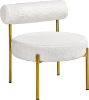 Boucle Tub Chair White Tufted Accent Armchair Gold Legs
