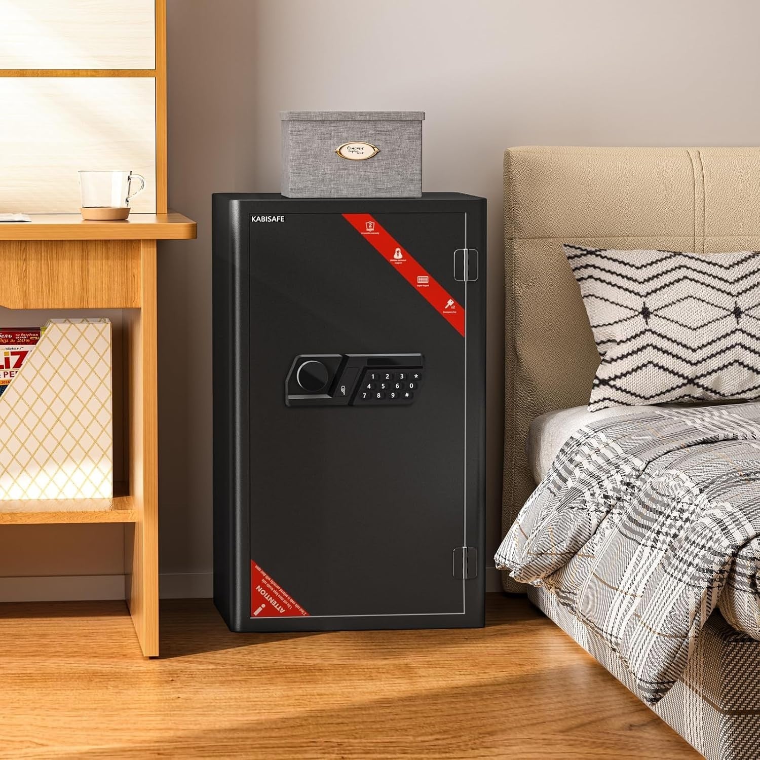 82L Fireproof Safe Box Digital Keypad Security Cabinet with Drawer