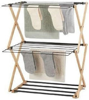 Compact Concertina Clothes Airer 3 Tier Folding Drying Rack Space Saving