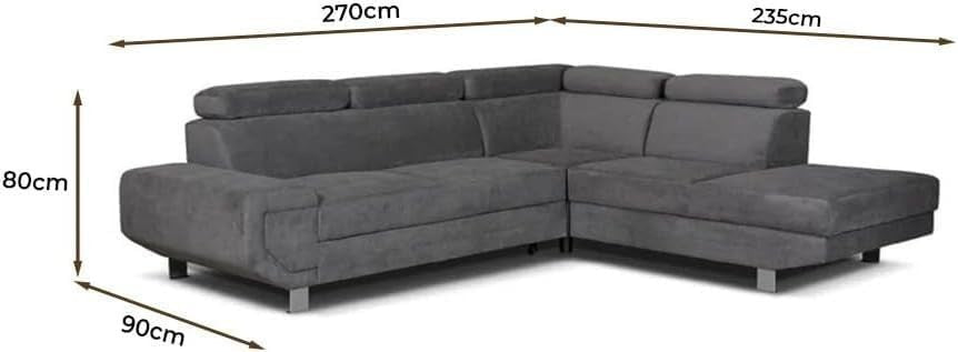 Pull Out Sofa Bed with Storage – Grey 5 Seater Corner Settee RH