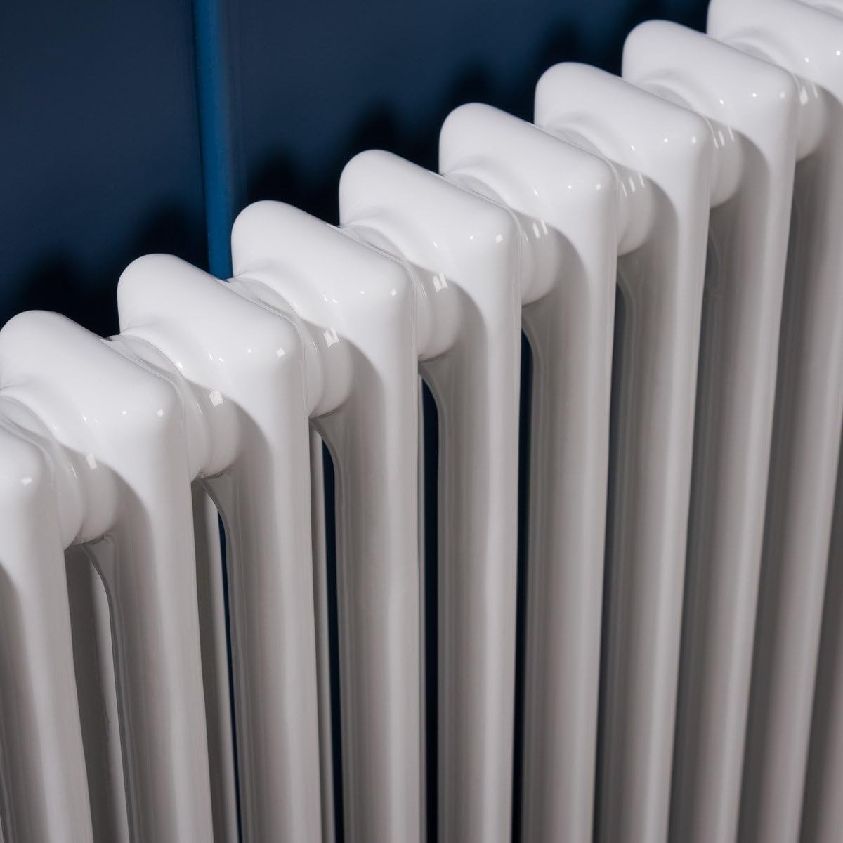 Double Column Horizontal Radiator 600x1190mm White Cast Iron Style