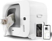 Self Cleaning Cat Litter Box Auto Bagging APP Control 60L XL White