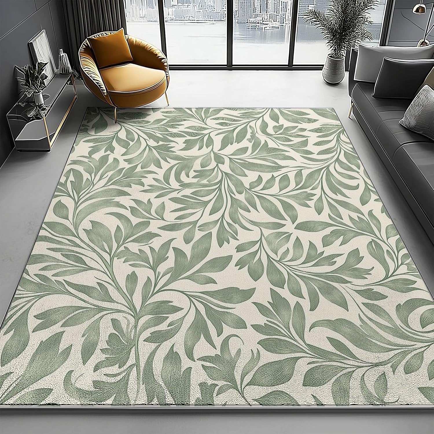 Vintage Floral Area Rug 120x180cm Non Slip Soft Washable Living Room Carpet