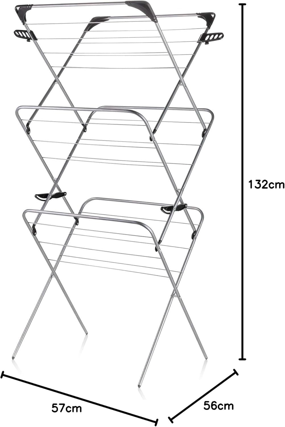 3 Tier Clothes Airer Folding Indoor Drying Rack Space Saving Laundry Stand