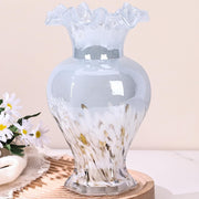 Hand Blown Blue Glass Vase 24cm Tall Art Centerpiece Table Decor