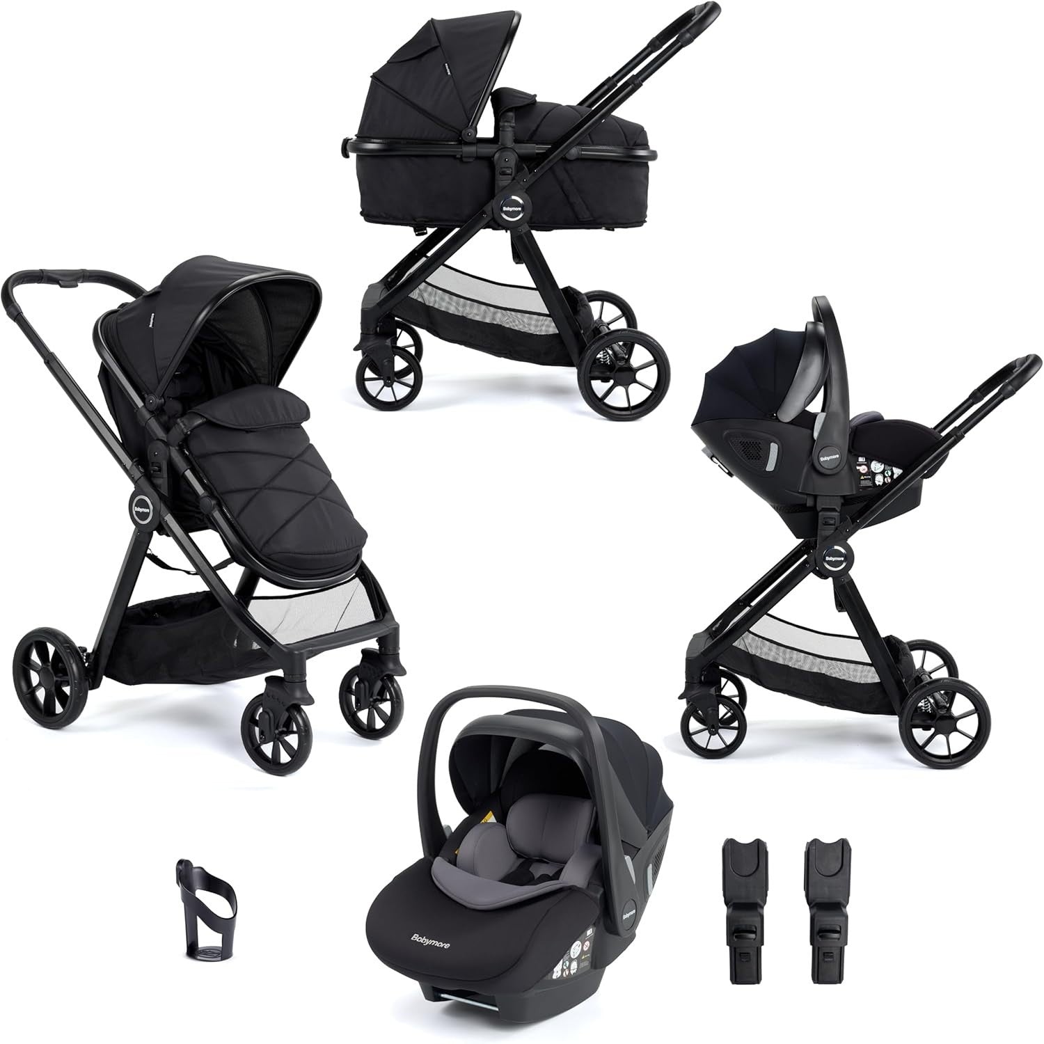 3 in 1 Baby Travel System Pram Pushchair i-Size Car Seat 22kg