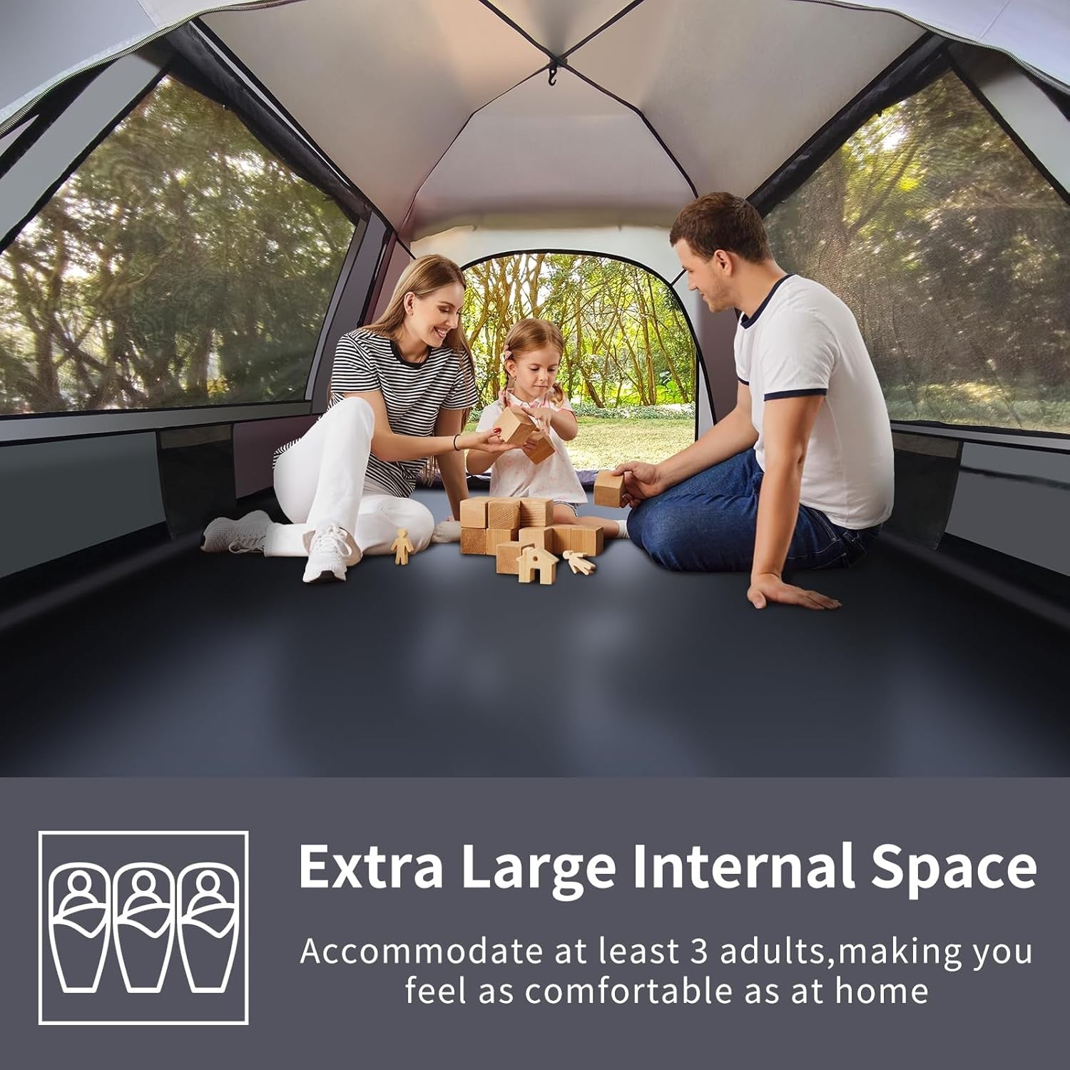 3 Man Pop Up Camping Tent Waterproof Automatic Dome 2 Layer