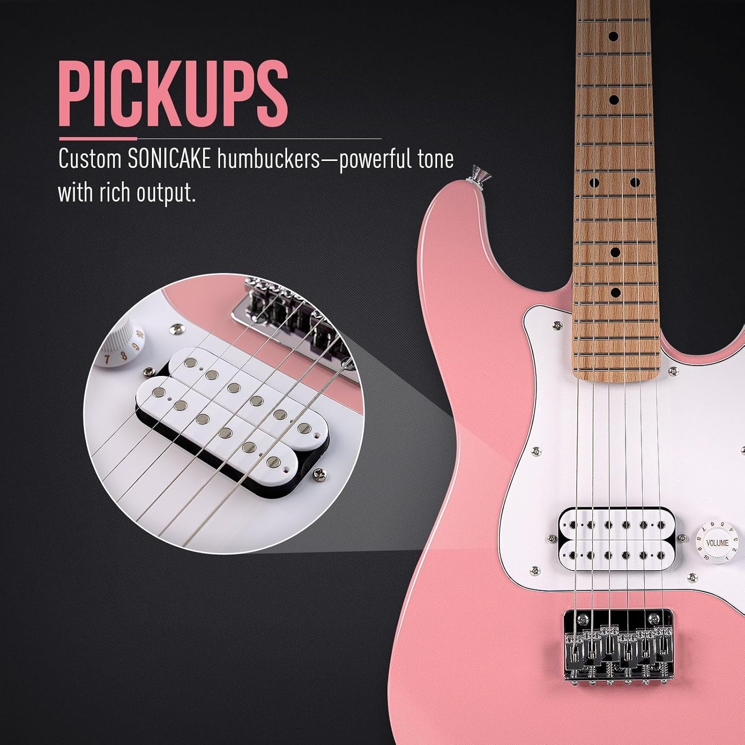 30" Junior Electric Guitar Pink Lightweight Solid Wood Beginner