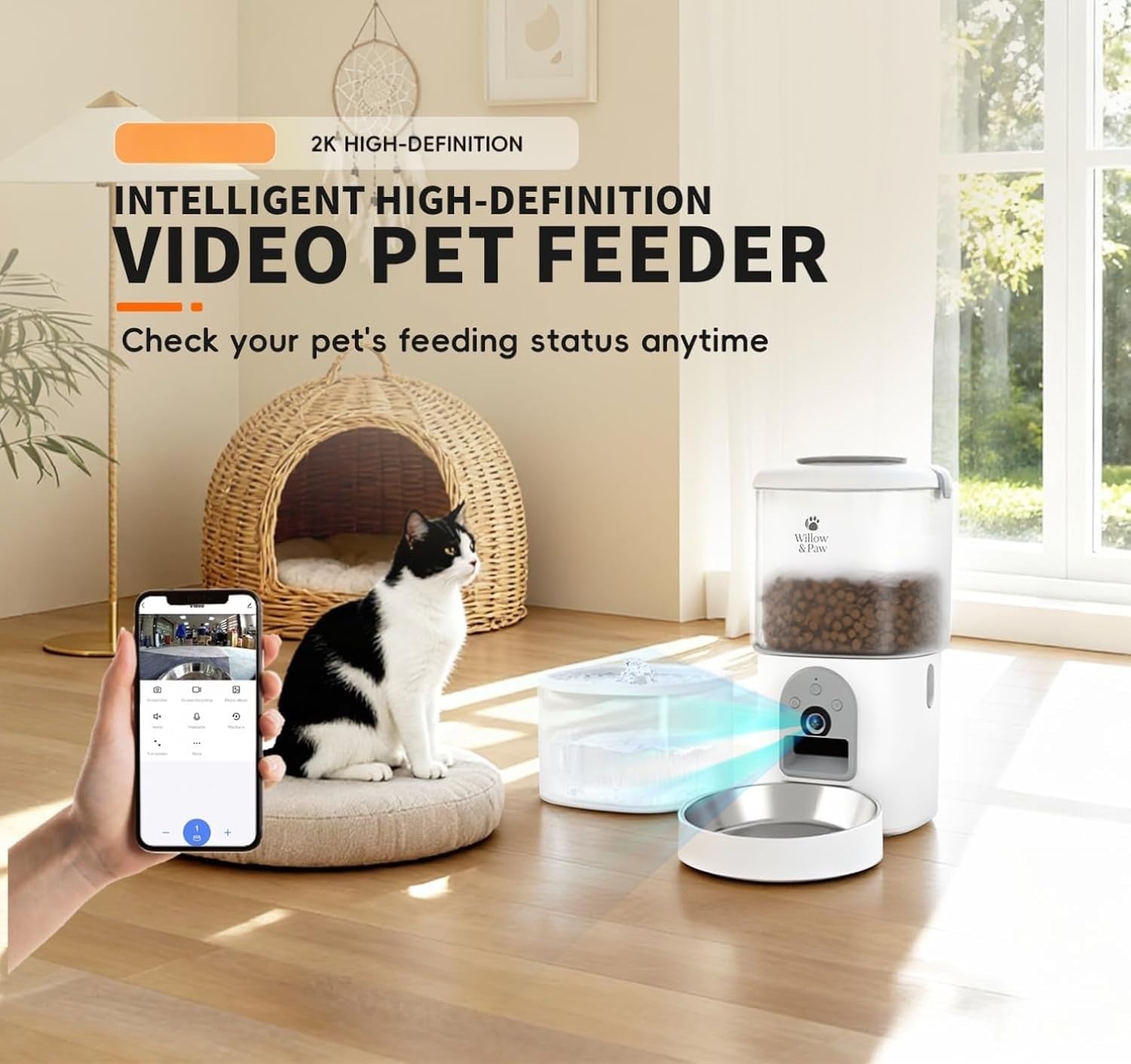 Smart Pet Feeder Water Fountain HD Camera WiFi Auto Food Dispenser